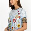 Tees & Tanks * | Rainbow Floral Oversize Crop Tee Multi