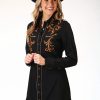 Dresses * | Roper Womens Black Polyester Retro L/S Old West Dress