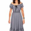 Dresses * | Scully Womens White 100% Cotton Gingham Check S/S Dress