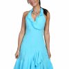 Dresses * | Scully Cantina Collection Halter Dress Turquoise 100% Cotton Ruffled