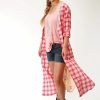 Dresses * | Roper Womens Pink 100% Cotton Plaid L/S Dress