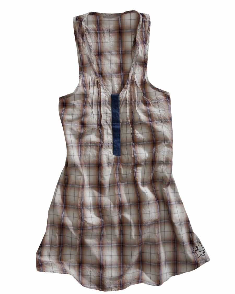 Dresses * | Tin Haul Womens 100% Cotton Gold Digger Yellow Plaid Sleeveless Dress