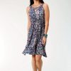 Dresses * | Roper Womens Blue Polyester Paisley Floral S/L Dress