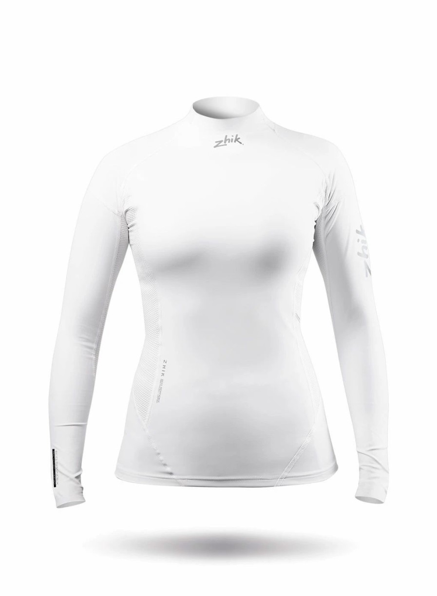 Technical Tops * | Womens White Eco Spandex Long Sleeve Top