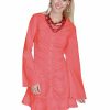 Dresses * | Scully Womens Strawberry 100% Cotton Lace-Up L/S Dress