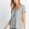 Tees & Tanks * | Short Sleeve V-Neck Layering Tee Heather Grey