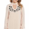 Dresses * | Cowgirl Up Womens Cream Rayon Keyhole Floral Dress L/S