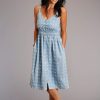 Dresses * | Stetson Womens Blue Denim Paisley Schiffli S/L Tank Dress