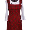 Dresses * | Scully Womens Red 100% Wool Tartan Plaid S/L Dress