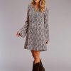 Dresses * | Stetson Womens Wine Rayon/Nylon Aztec Print L/S Dress