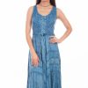 Dresses * | Scully Womens Light Denim Rayon Full Length Lace S/L Dress