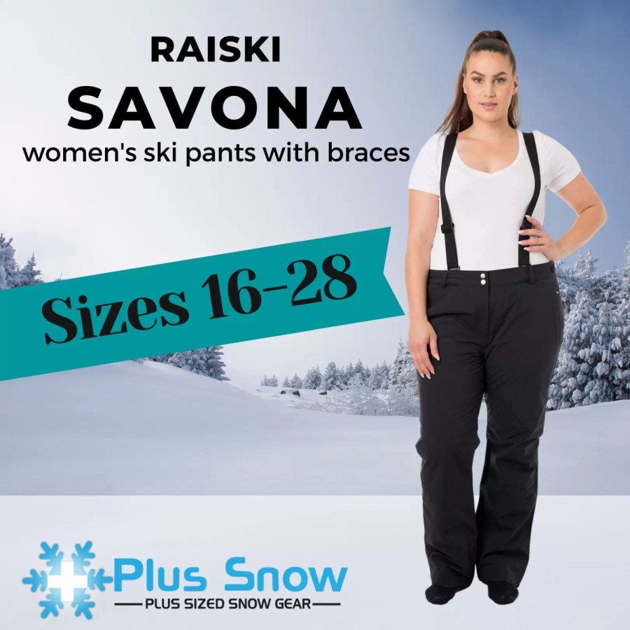 Pants * | Raiski Savona Ski Pants With Removable Suspenders Black Sizes 16-26