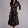 Dresses * | Stetson Womens Black Rayon/Nylon Horse Polkadot S/S Dress