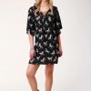 Dresses * | Roper Womens Black Rayon/Nylon Wild Horses S/S Dress