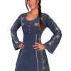 Dresses * | Scully Cantina Collection Scoop Neck Dress Dark Blue 100% Cotton Crochet L/S