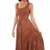 Dresses * | Scully Womens Beige 100% Rayon Full Length S/L Dress