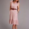 Dresses * | Stetson Womens Red Rayon/Nylon Cottage Floral S/S Dress