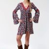 Dresses * | Roper Womens Red Rayon/Nylon Stampede Print L/S Dress