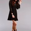 Dresses * | Furmo Stetson Womens Black Polyester Lace Crepe L/S Dress 8