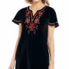 Dresses * | Furmo Cowgirl Up Womens Black Polyester Embroidered Velvet Dress S/S L