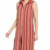 Dresses * | Cripple Creek Womens Lace-Up Side Duster Red Multi S/L Dress