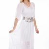 Dresses * | Scully Womens White Rayon Maxi Lace S/L Dress