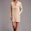 Dresses * | Stetson Womens Khaki Denim Safari-Style L/S Dress