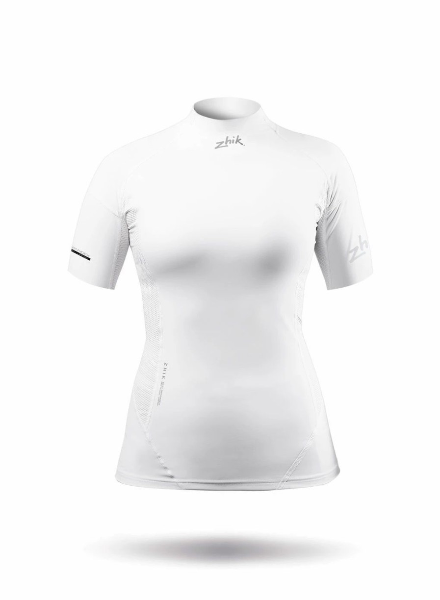 Technical Tops * | Womens White Eco Spandex Short Sleeve Top