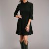 Dresses * | Stetson Womens Black Polyester Knee Length S/S Dress