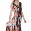 Dresses * | Scully Womens Coral Rayon Tie-Dye L/S Dress