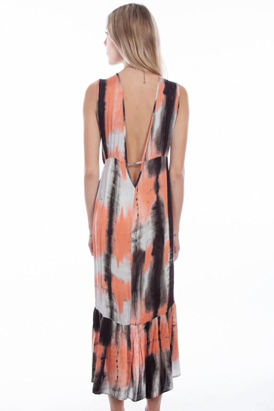 Dresses * | Scully Womens Coral Rayon Tie-Dye L/S Dress