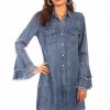 Dresses * | Scully Womens Denim 100% Cotton Western Shirt L/S Dress