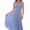 Dresses * | Scully Womens Light Sky Blue Rayon Full Length Lace S/L Dress