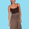 Dresses * | Scully Womens Brown 100% Cotton Empire S/L Dress