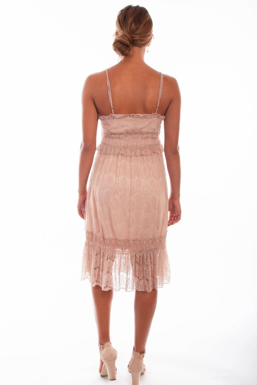 Dresses * | Scully Womens Rose Polyester Tiered Lace S/L Dress