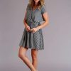 Dresses * | Stetson Womens Navy/White Rayon Striped Wrap S/S Dress