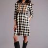 Dresses * | Stetson Womens Black Rayon/Nylon Buffalo Plaid L/S Dress