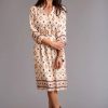 Dresses * | Stetson Womens Cream Rayon/Nylon Gaucho Border 3/4 Sleeve Dress