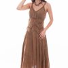 Dresses * | Furmo Scully Honey Creek Womens Spaghetti Strap Dress Copper 100% Cotton Long S