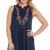 Dresses * | Cowgirl Up Womens Navy Rayon Grommeted Floral Dress S/S