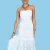 Dresses * | Scully Womens White 100% Cotton Tube Top S/L Dress