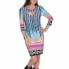 Dresses * | Scully Womens Blue Polyester Border S/S Dress